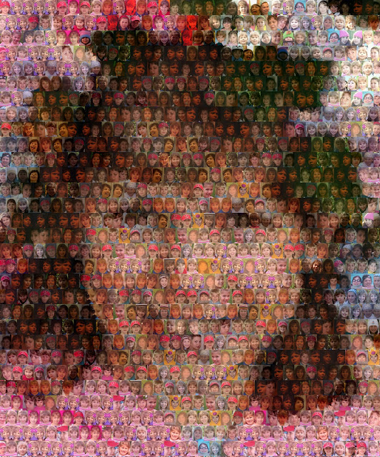 Photo mosaic portrait with 1000 tiles