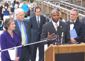 Terron Sims speaks at a press conference for The Responsibility to Iraqi Refugees Act