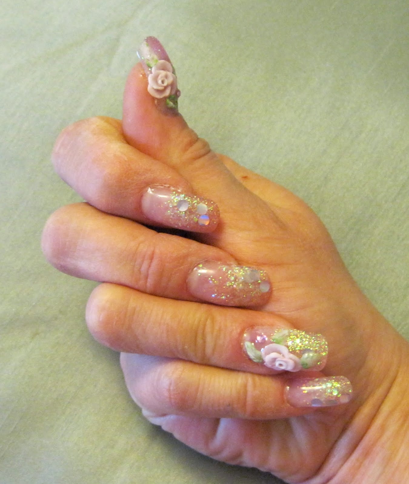 ...Make It With Me: Pink Glitter Nails with 3D Roses