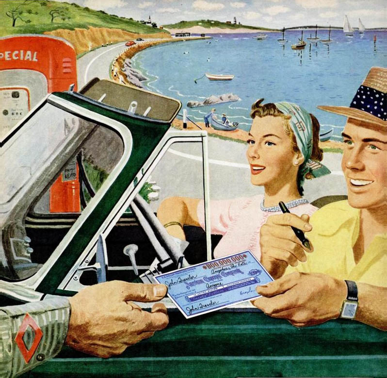 Travelling modern life is. Sabrina Heiman. 50s American advertisments.