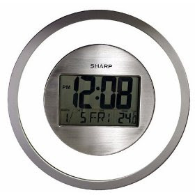 sharp atomic wall digital clocks silver