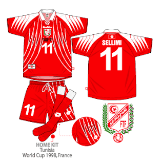Football teams shirt and kits fan: Tunisia World Cup 1998 shirt/kits