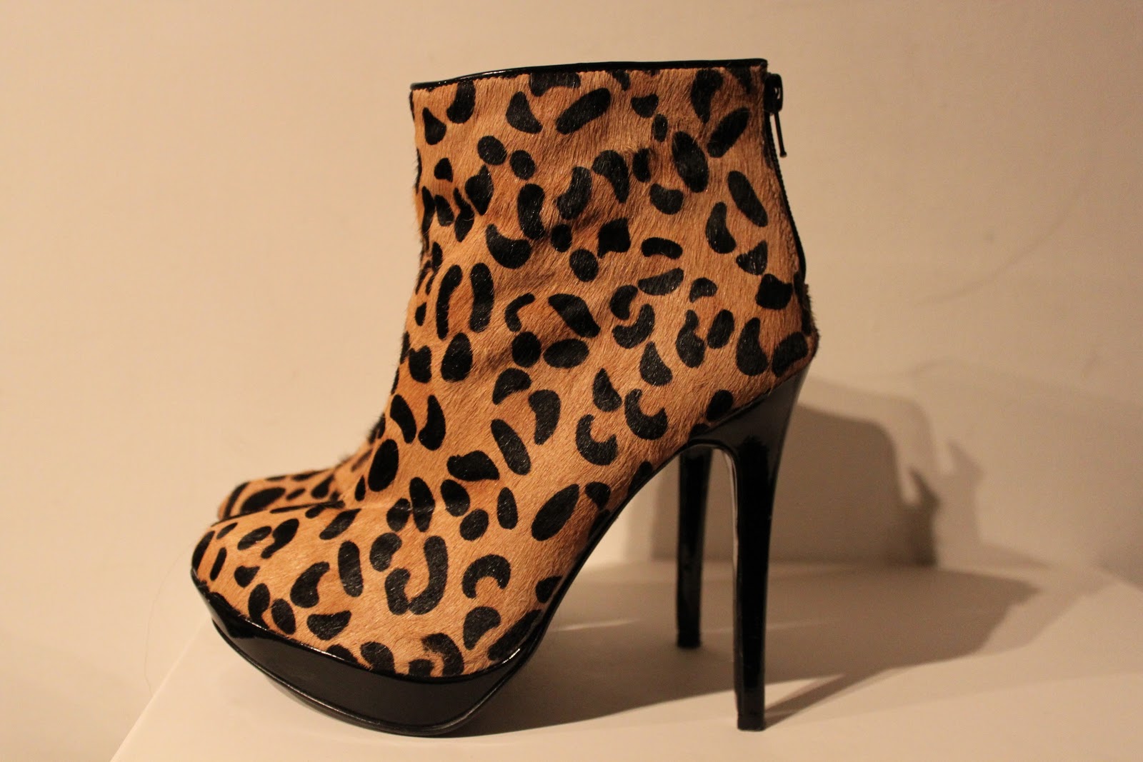 shop 5 inch and up: Leopard print fur ankle boots uk 5 eur 38