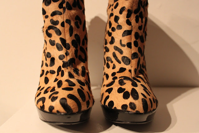 shop 5 inch and up: Leopard print fur ankle boots uk 5 eur 38