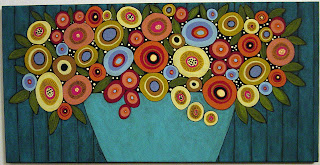 painting pot flowers karlagerard 2009 karla 24x12 folk acrylic abstract auction gerard