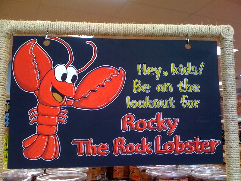Zoe's Sign Arts Trader Joe's Rocky the Rock Lobster