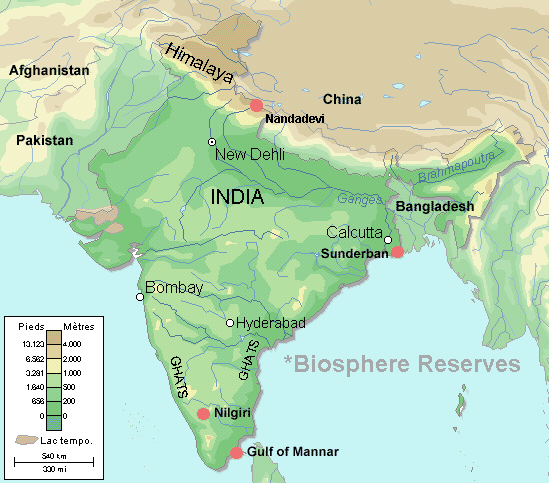 map of india biosphere reserve location