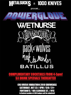 Powerglove Headlines Metalsucks + 1000 Knives CMJ Showcase on Oct. 23rd