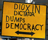 Sign, Pulpmill protest, Parliament House 'Dioxin Dictator Dumps Democracy' - 22 Mar 2007