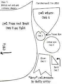 easy free owl pattern pieces by Emily Ashby owl pattern