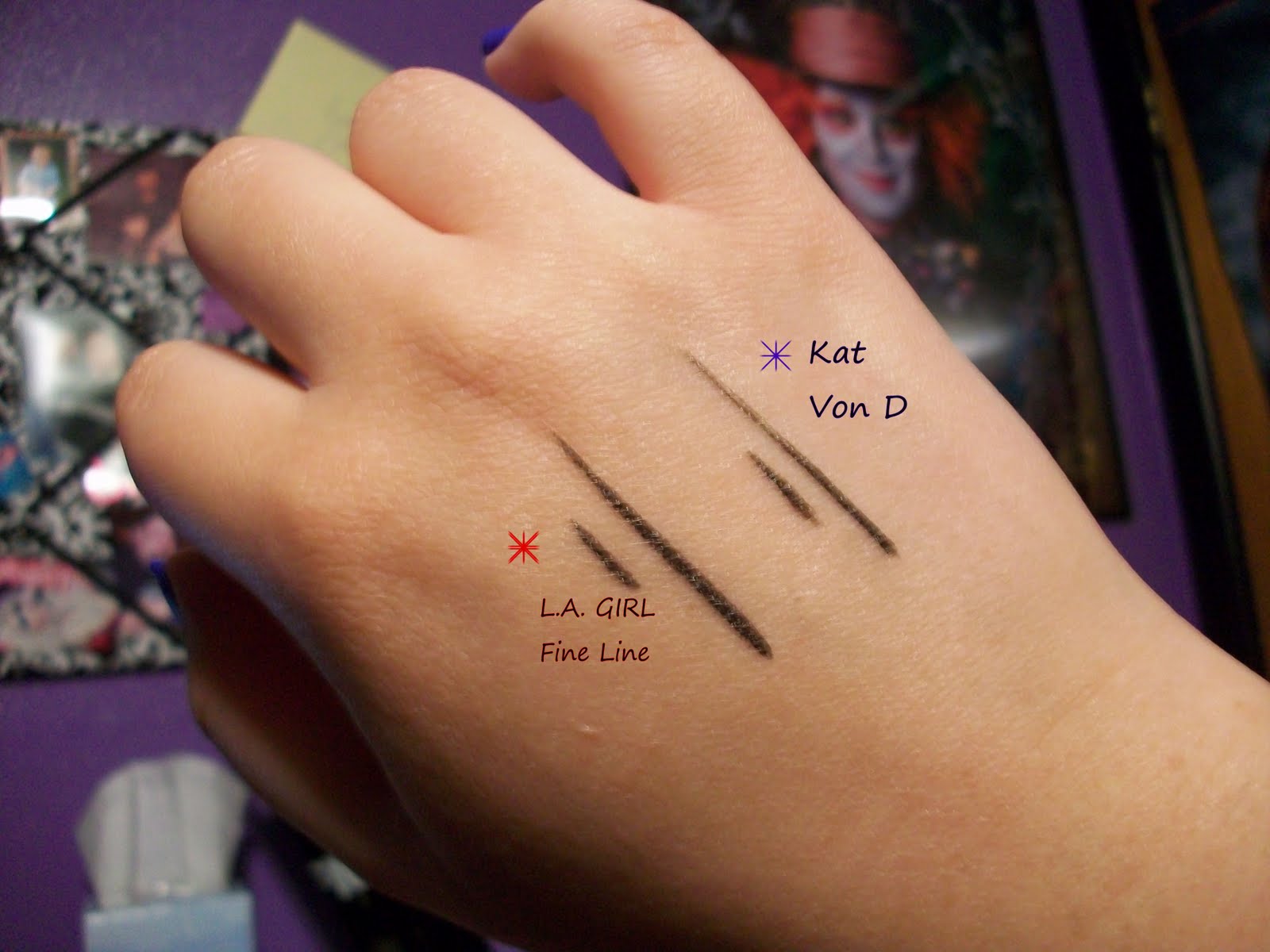 EYELUV MAKEUP Kat Von D Eyeliner & L.A Girl Fine Line