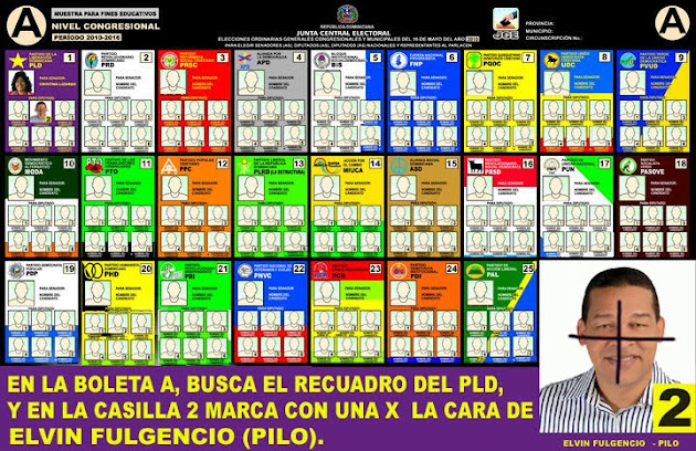VOTANDO POR ELVIN FULGENCIO - PILO, ESTAS VOTANDO POR LA SENADORA CRISTINA LIZARDO.