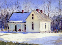 snow watercolor painting paintings landscape chris cottage watercolors ousley houses christmas artist country watercolour homes water watercolours buildings winter barns