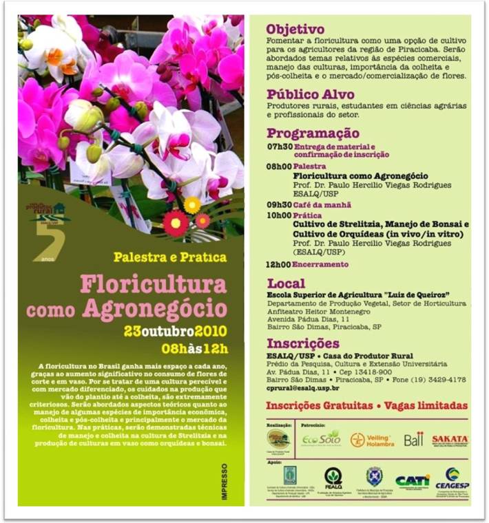ORQUIPIRANEWS: Curso Gratuito na ESALQ - Floricultura como agronegócio
