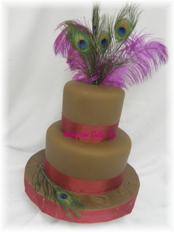 Peacock Wedding Cake With Ribbon