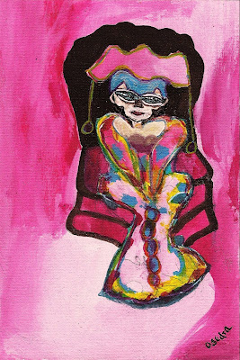 art, painting, drawing, pink, Jesus, religion, spirituality, candle, clown sadness, sad clown, illustration, poem illustration, unbelievable, expressionism