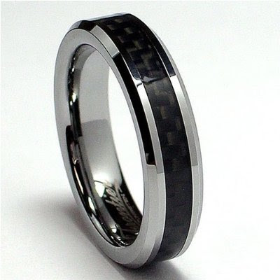 Tungsten Carbide Ring Wedding Band W/ Carbon Fiber Inaly