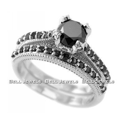 black diamond ring set