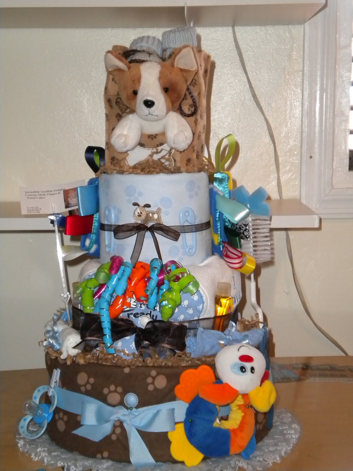Incredible Homemade Delights Puppy Dog Diaper cake