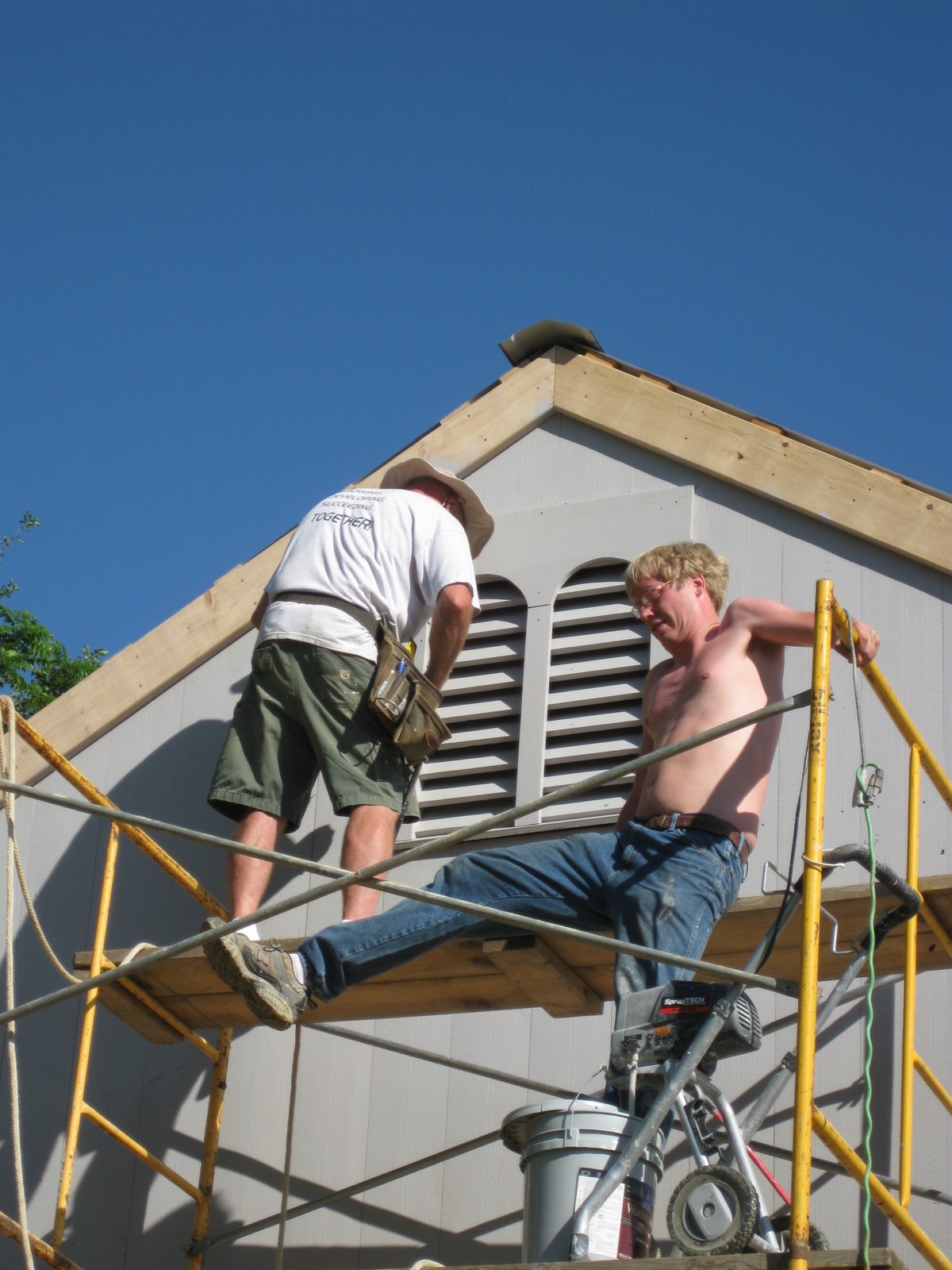 The Beaumont Barn Siding the upper gable and installing the gable vent