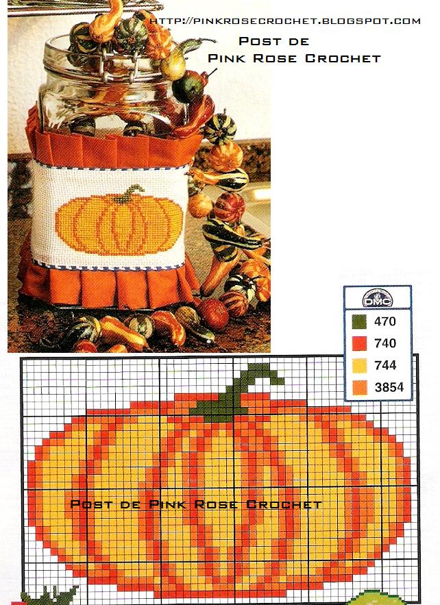 Pink Rose Crochet: Ponto Cruz - Abóbora