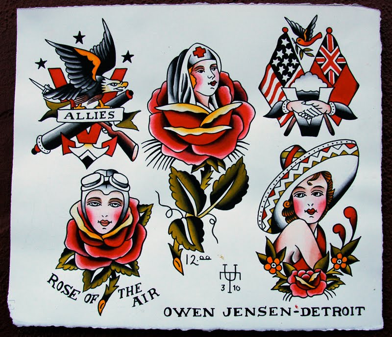 Owen Jensen Tattoo flash from the 50s  Traditional tattoo flash Flash  tattoo Vintage tattoo design
