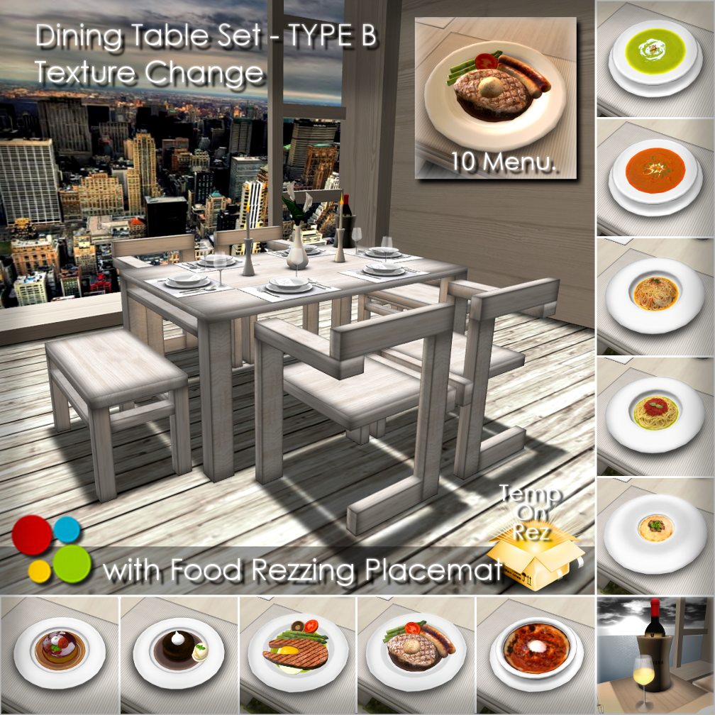 off-brand Furniture in Second Life: Dining Table Set - TYPE B ...