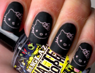 Black nail polish and lip gloss: The Hello Kitty Murders