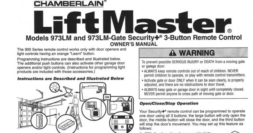 Liftmaster Remotes Instructions: 973LM Liftmaster Remote Programming