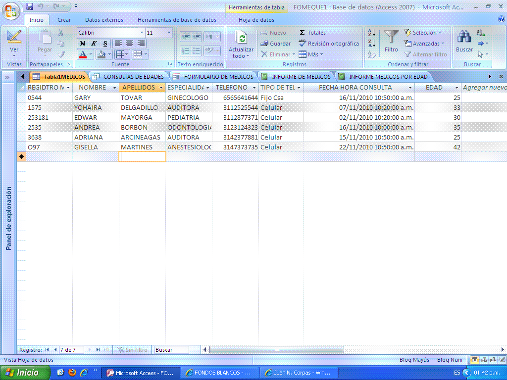 Analisis de información Base de datos acces