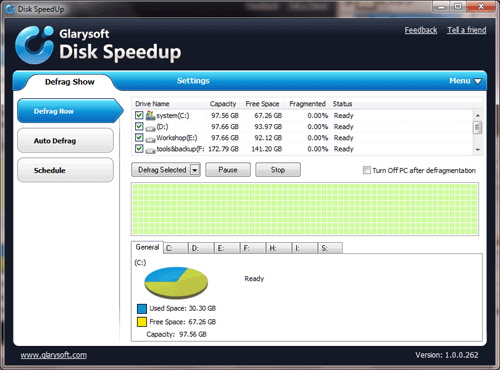 Disk SpeedUp - Δωρεάν εφαρμογή για να ανασυγκροτήσετε τον υπολογιστή σας