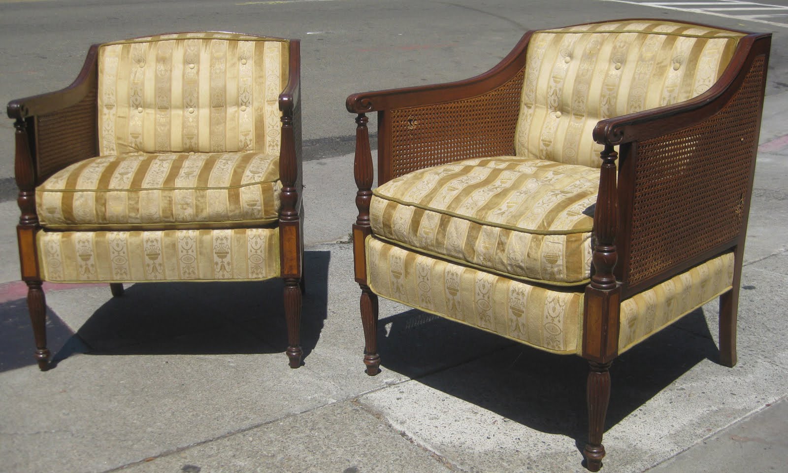 UHURU FURNITURE & COLLECTIBLES: SOLD - Striped Occasional Chairs - $80