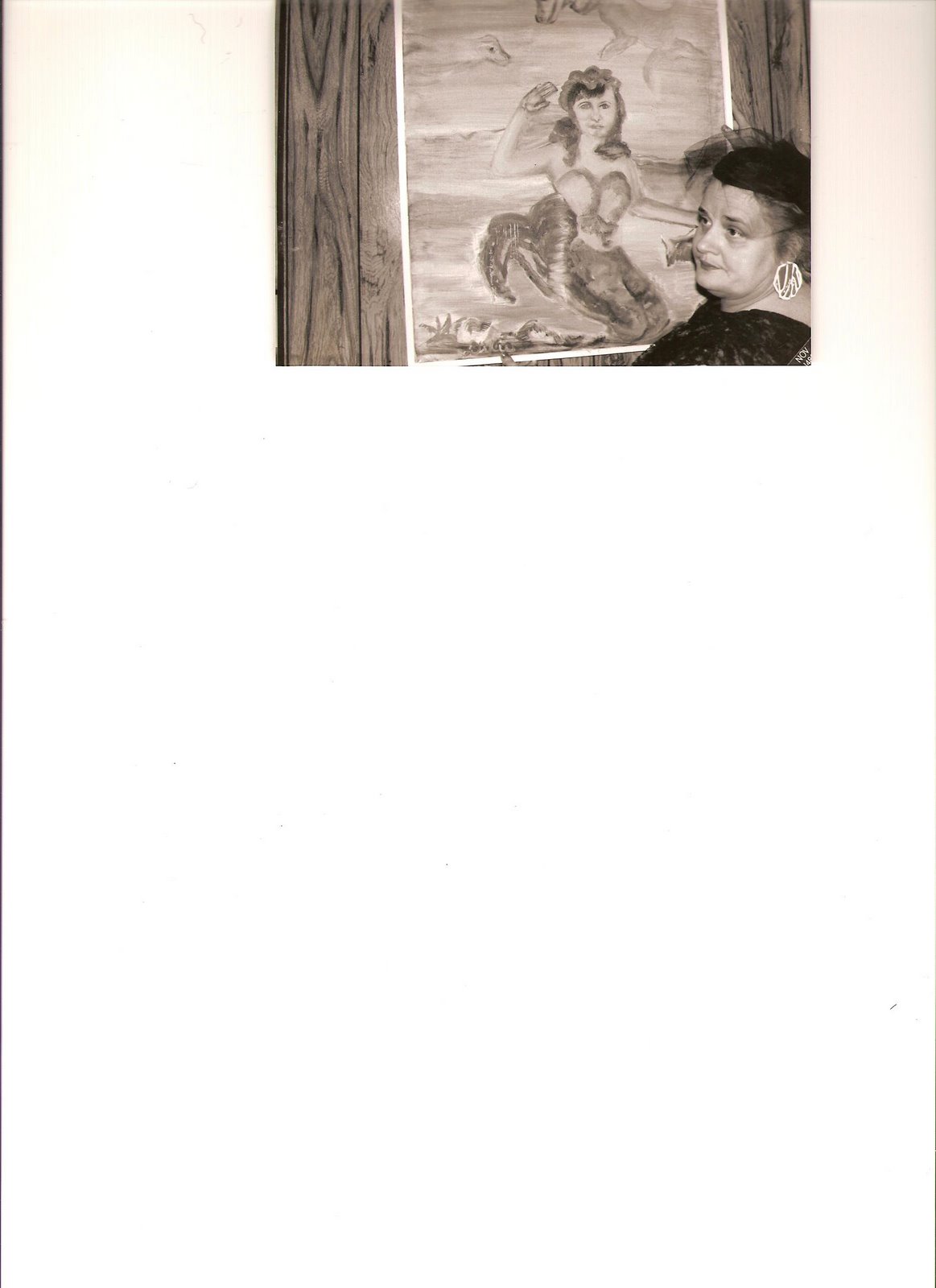 Dixie at exhibit of her mermaid painting