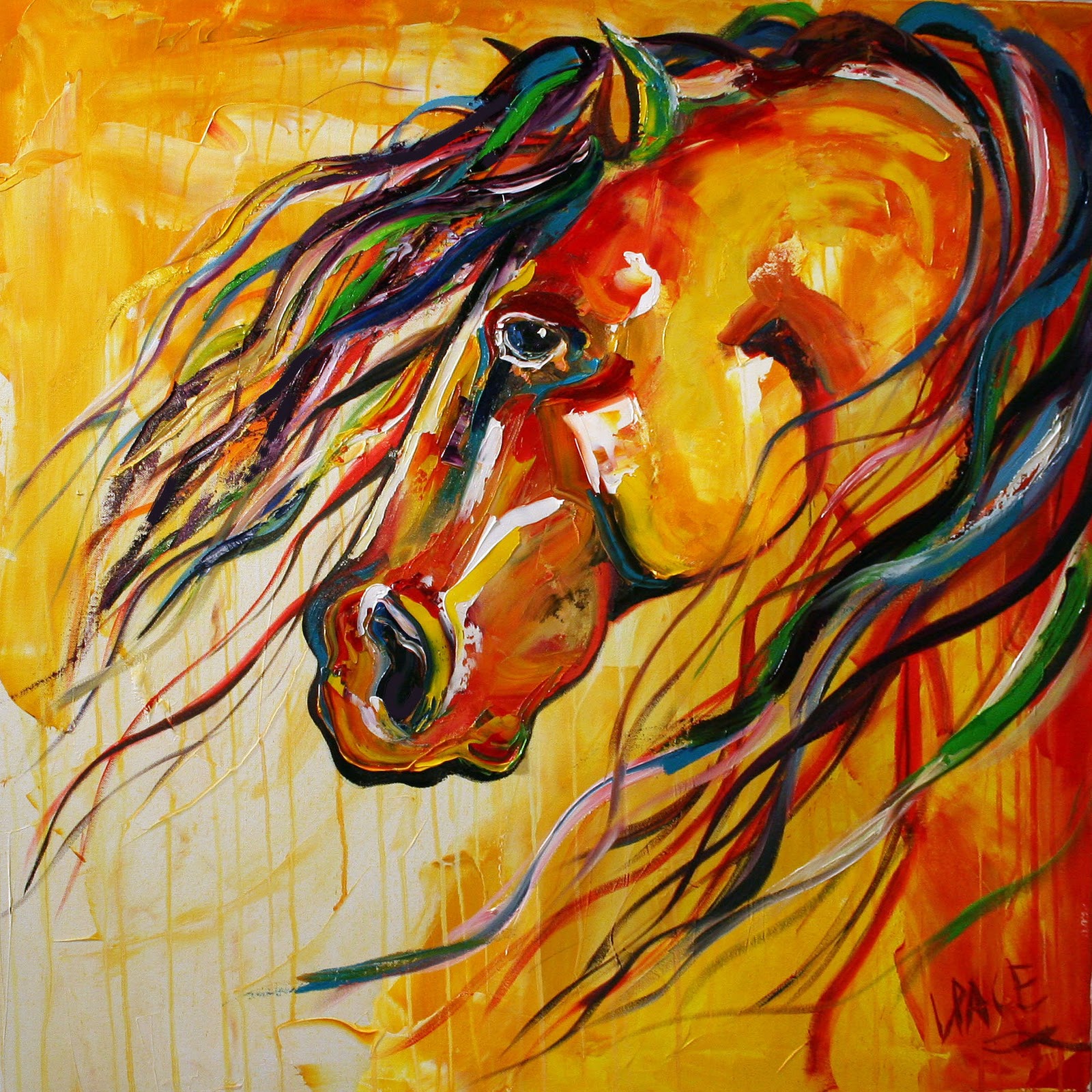 The Mighty, Equine Art, Horse Paintings, Horse Oil Paintings By Texas