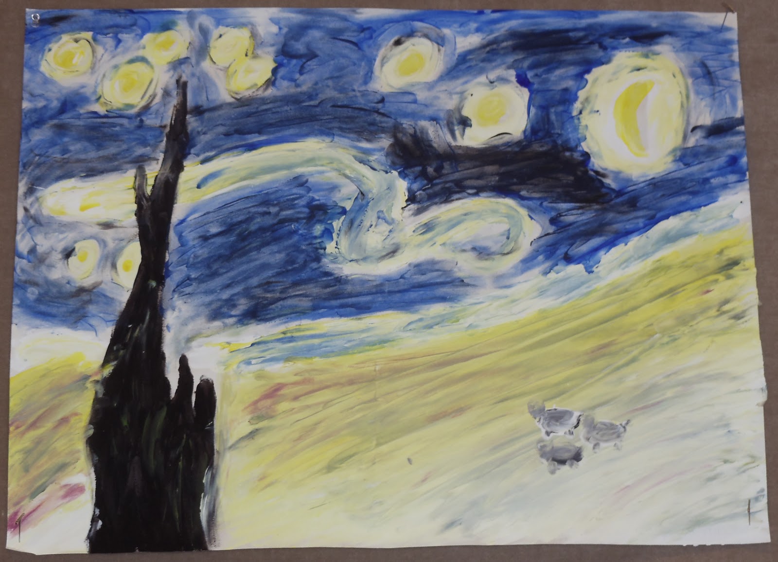 Leah's Art Methods Portfolio Starry Night Finger Painting