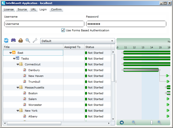 IntelliGantt SharePoint Forms Based Authentication Support