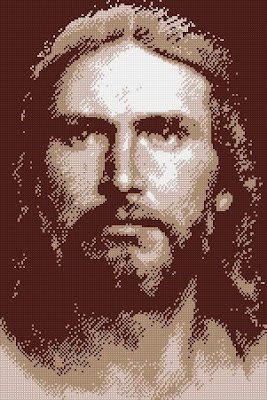 Jesus Cross Stitch Pattern in 4 Colors on International Cross Stitch