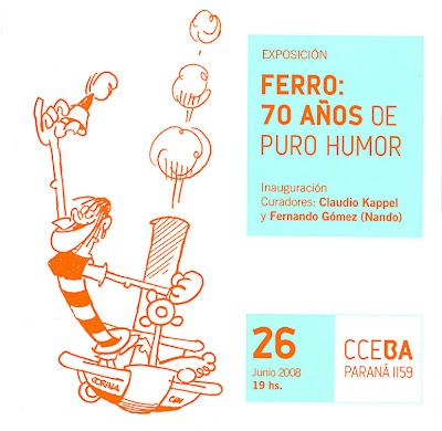 Tarjetón de la Expo Ferro 70 años de Puro Humor en Buenos Aires