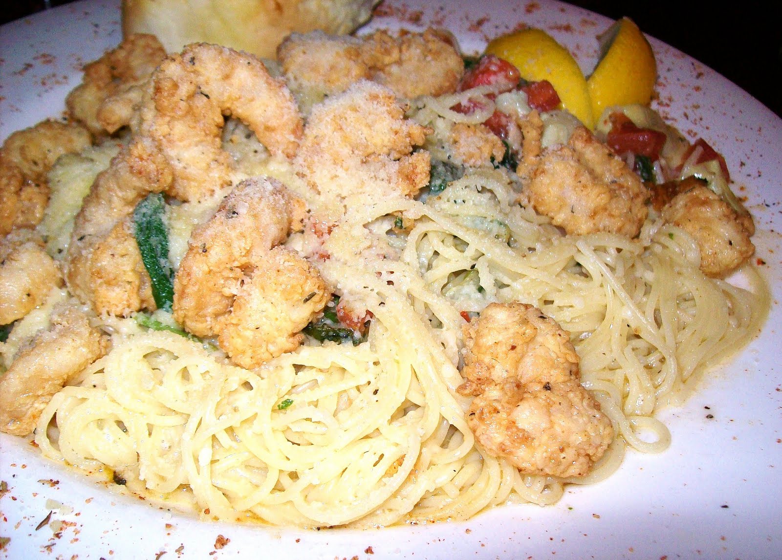 Cajun Delights Parmesan Shrimp w/ Spinach & Artichokes Over Angel Hair