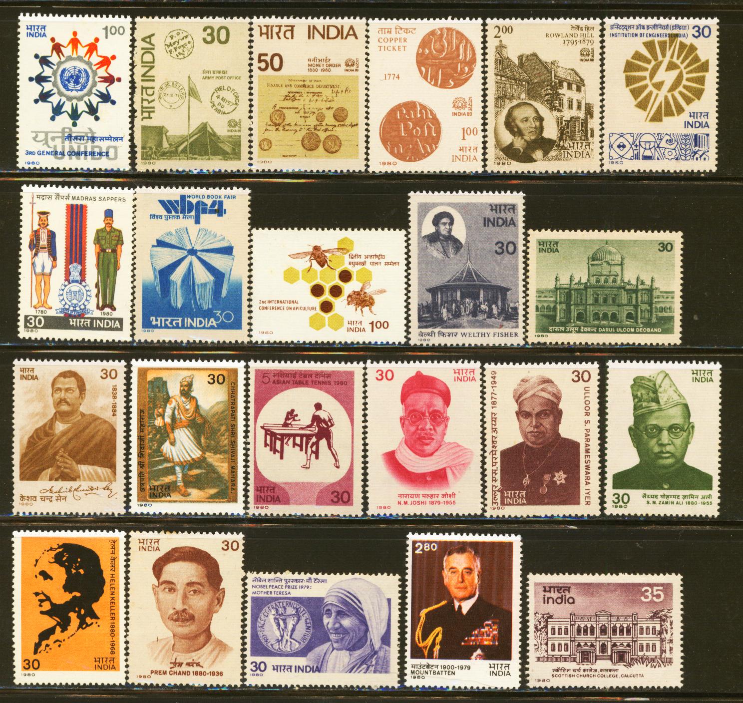 Heritage of Indian stamps site India stamps issued in 1980