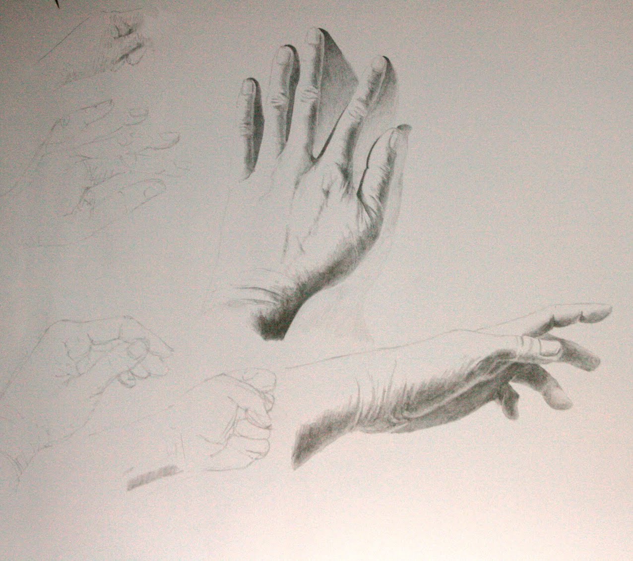 THE LAST VISIBLE DOG: Graphite tonal drawings of hands
