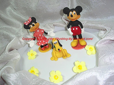 Mickey, Minnie si Pluto (figurine din pasta de zahar)