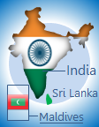 Map showing Maldive's location relative to India and Sri Lanka