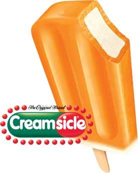 Creamsicle logo with bite taken out of bar