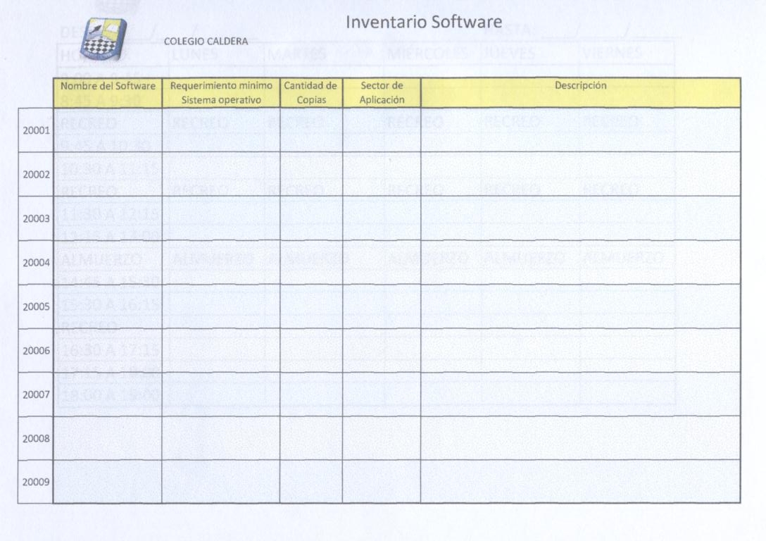 Inventario Programa Ayuda para Problemas Técnicos: Inventario Software
