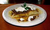Chicken or Pork filled crepes