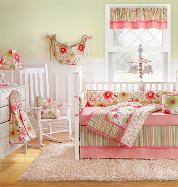 Nursery Notations: Pink & Green Nursery Bedding