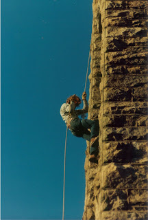 Tom Kline, ascending the Smoke Rise Tower in 1975