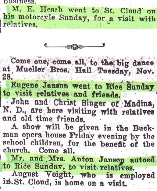 HESCH HISTORY Buckman News from 1916