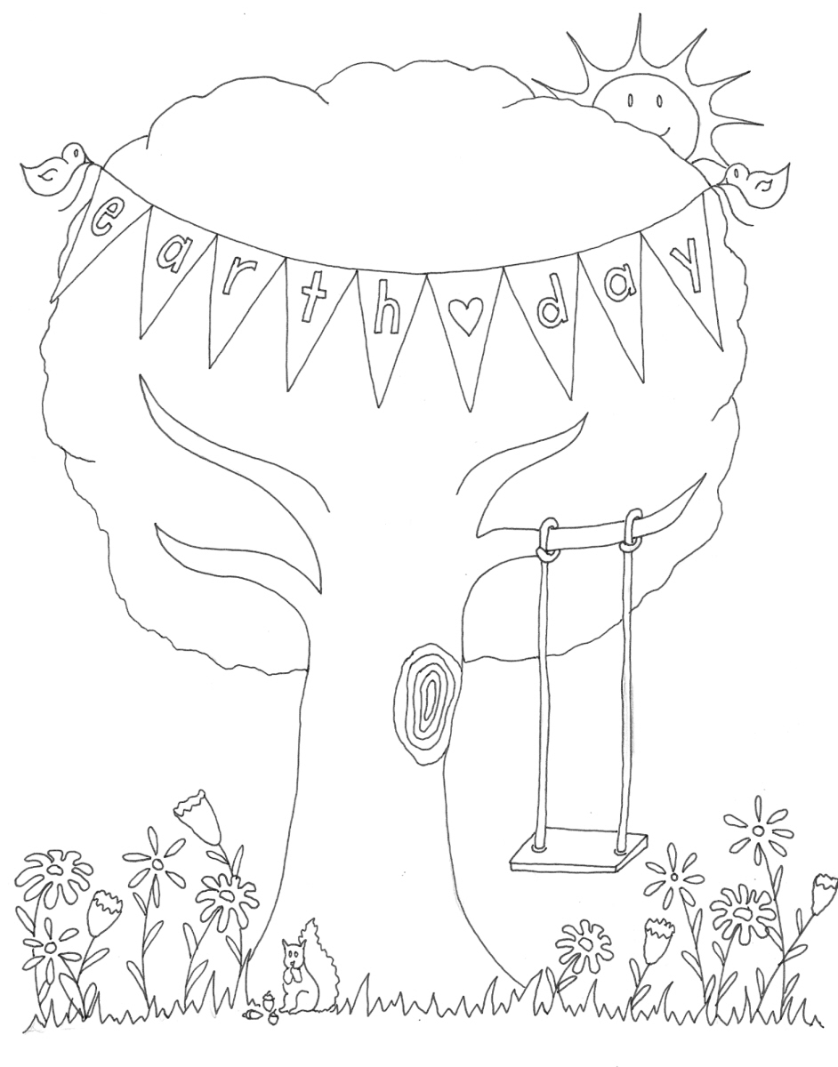 tiny brushstrokes: earth day colouring page